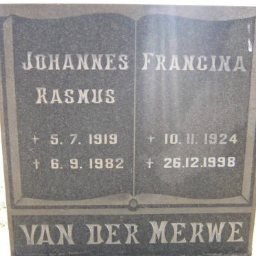 MERWE Johannes Rasmus, van der 1919-1982 &amp; Francina 1924-1998