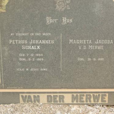 MERWE Petrus Johannes Schalk, van der 1894-1969 &amp; Magrieta Jacoba -1990