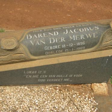 MERWE Barend Jacobus, van der 1896-1969
