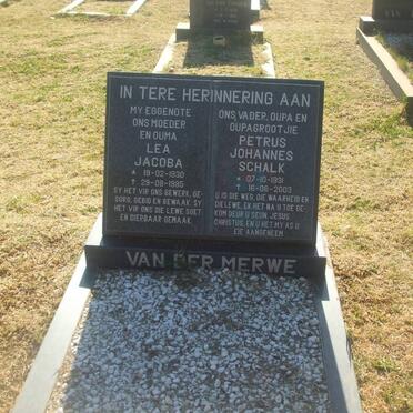 MERWE Petrus Johannes Schalk, van der 1931-2003 &amp; Lea Jacoba 1930-1985