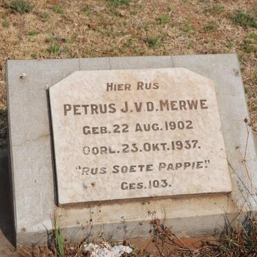 MERWE Petrus J., v.d. 1902-1937
