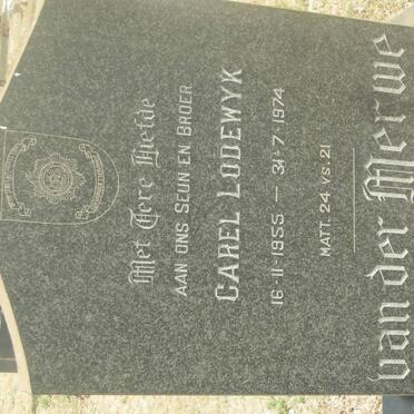 MERWE Carel Lodewyk, van der 1955-1974