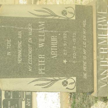 MERWE Peter William Arthur, van der 1921-1973