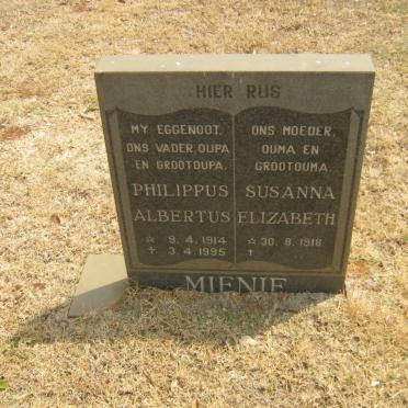 MIENIE Philippus Albertus 1914-1995 &amp; Susanna Elizabeth 1918-