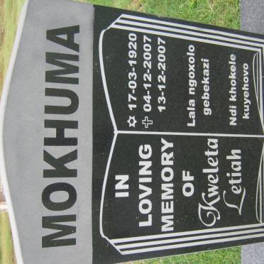 MOKHUMA Kweleta Letiah 1920-2007