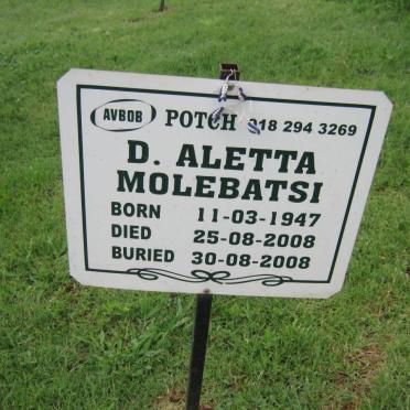 MOLEBATSI D. Aletta 1947-2008
