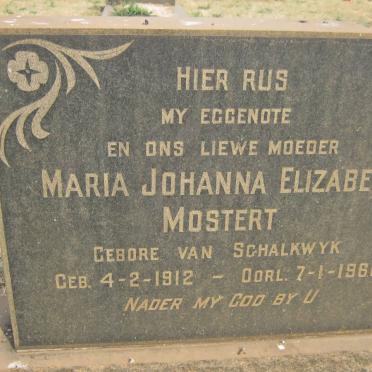 MOSTERT Maria Johanna Elizabeth VAN SCHALKWYK 1912-1961