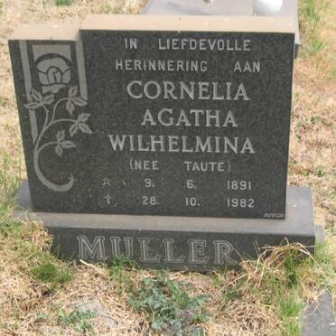 MULLER Cornelia Agatha Wilhelmina nee TAUTE 1891-1982