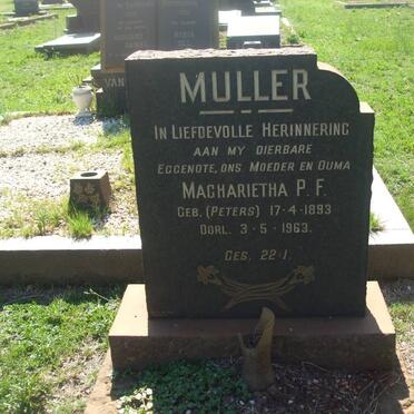 MULLER Magharietha P.F. nee PETERS 1893-1963