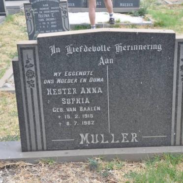 MULLER Hester Anna Sophia nee VAN BAALEN 1915-1982