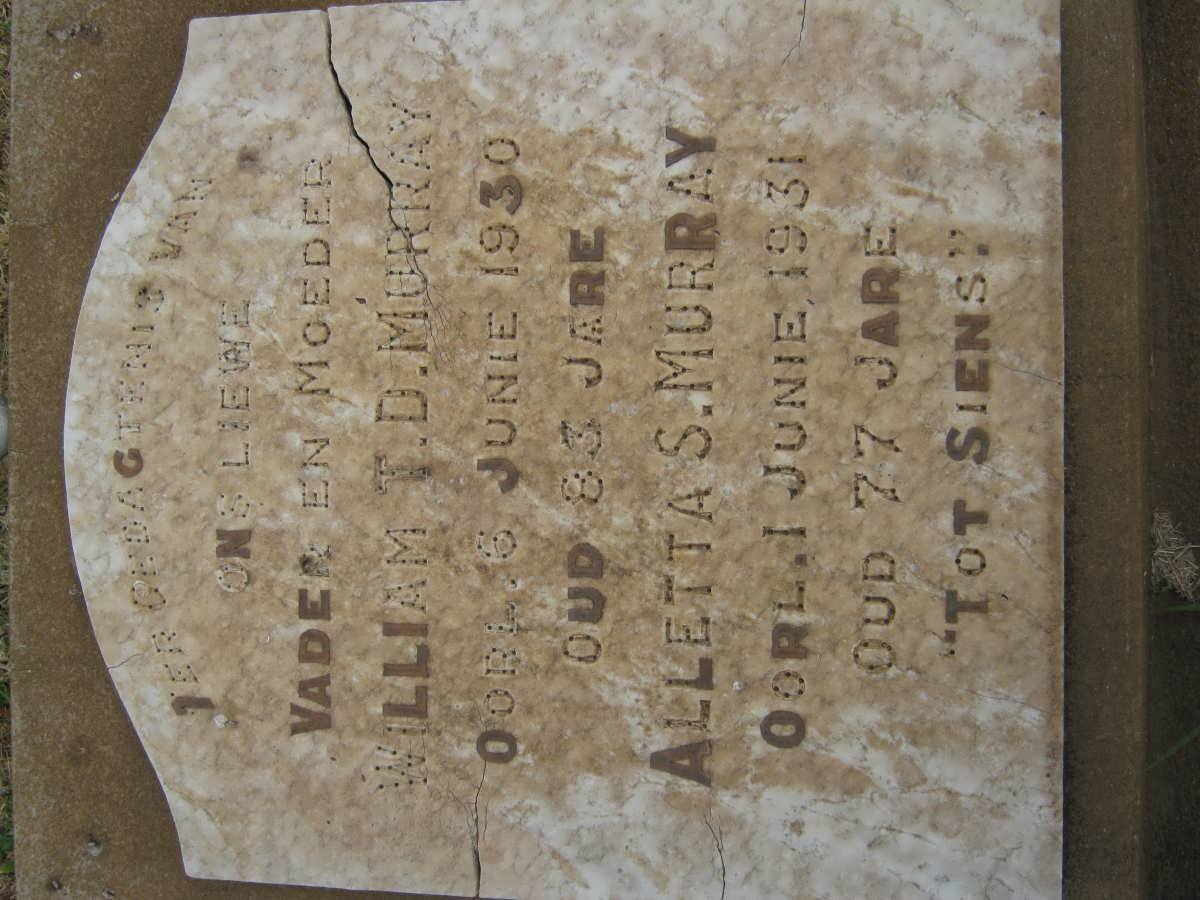 MURRAY William T.D. -1930 &amp; Aletta S. -1931