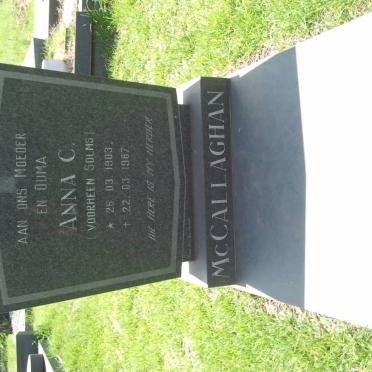 McCALLAGHAN Anna C. formerly SOLMS 1903-1987