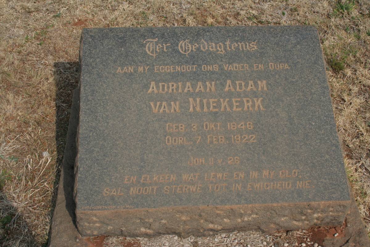 NIEKERK Adriaan Adam, van 1846-1922