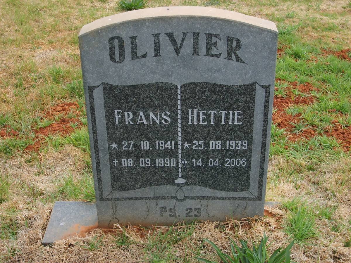 OLIVIER Frans 1941-1998 &amp; Hettie 1939-2006