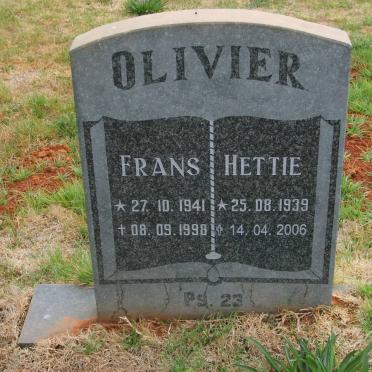 OLIVIER Frans 1941-1998 &amp; Hettie 1939-2006