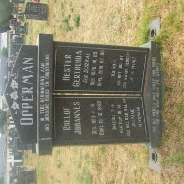 OPPERMAN Roelof Johannes 1923-2002 &amp; Hester Gertruida SENEKAL 1926-2001