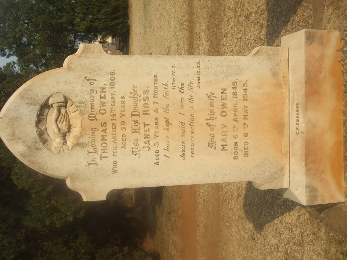 OWEN Thomas -1906 &amp; Mary 1849-1943 :: ROSS Janet