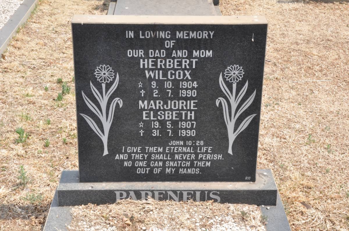 PAPENFUS Herbert Wilcox 1904-1990 &amp; Marjorie Elsbeth 1907-1990