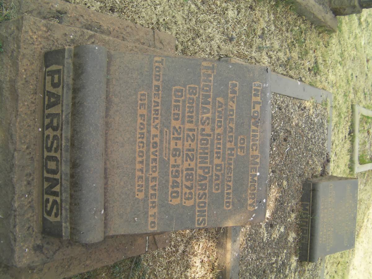 PARSONS Thomas John 1879-1940
