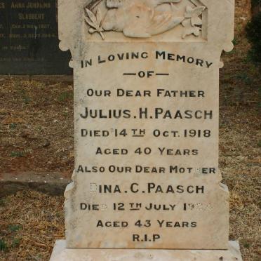PAASCH Julius H. -1918 &amp; Dina C. -1924