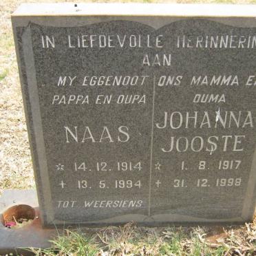 PIETERSE Naas 1914-1994 &amp; Johanna Jooste 1917-1998