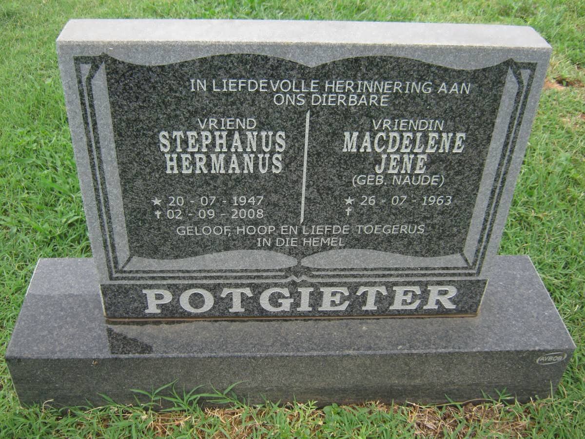 POTGIETER Stephanus Hermanus 1947-2008 &amp; Macdelene Jene NAUDE 1963-