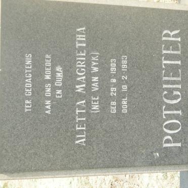 POTGIETER Lucas Cornelius 1895-1974 &amp; Aletta Magrietha VAN WYK 1903-1983