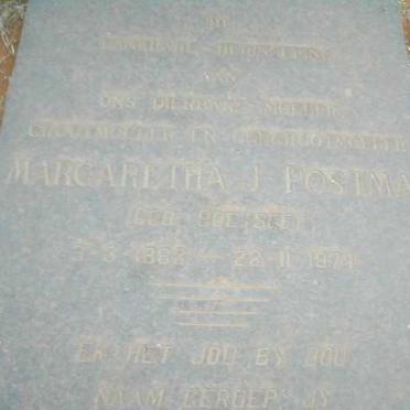POSTMA Margaretha J. nee COETZEE 1882-1974