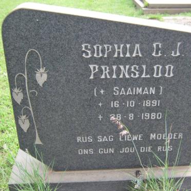 PRINSLOO Sophia C.J. nee SAAIMAN 1891-1980