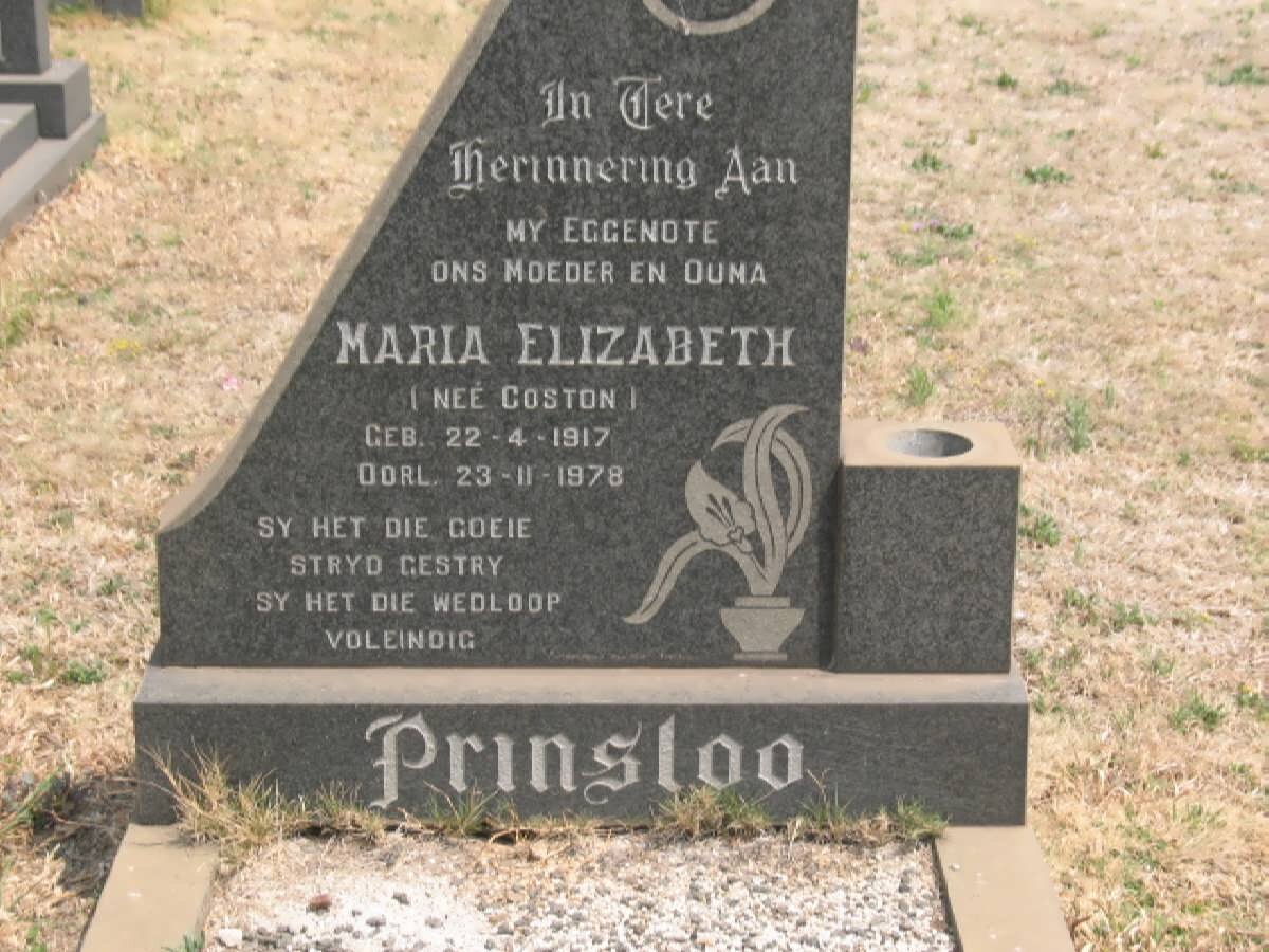 PRINSLOO Maria Elizabeth nee COSTON 1917-1978