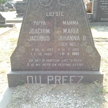 PREEZ Joachim Jacobus, du 1917-1983 &amp; Maria Johanna D. NEL 1915-2003