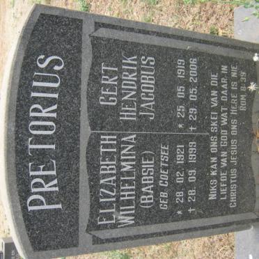 PRETORIUS Gert Hendrik Jacobus 1919-2006 &amp; Elizabeth Wilhelmina COETSEE 1921-1999
