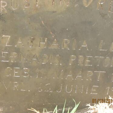 PRETORIUS Zacharia Louis Bernadis 1912-1919