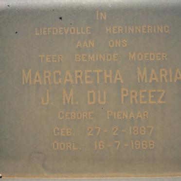 PREEZ Jacobus Lodewicus 1882-1960 &amp; Margaretha Maria J.M. PIENAAR 1887-1966