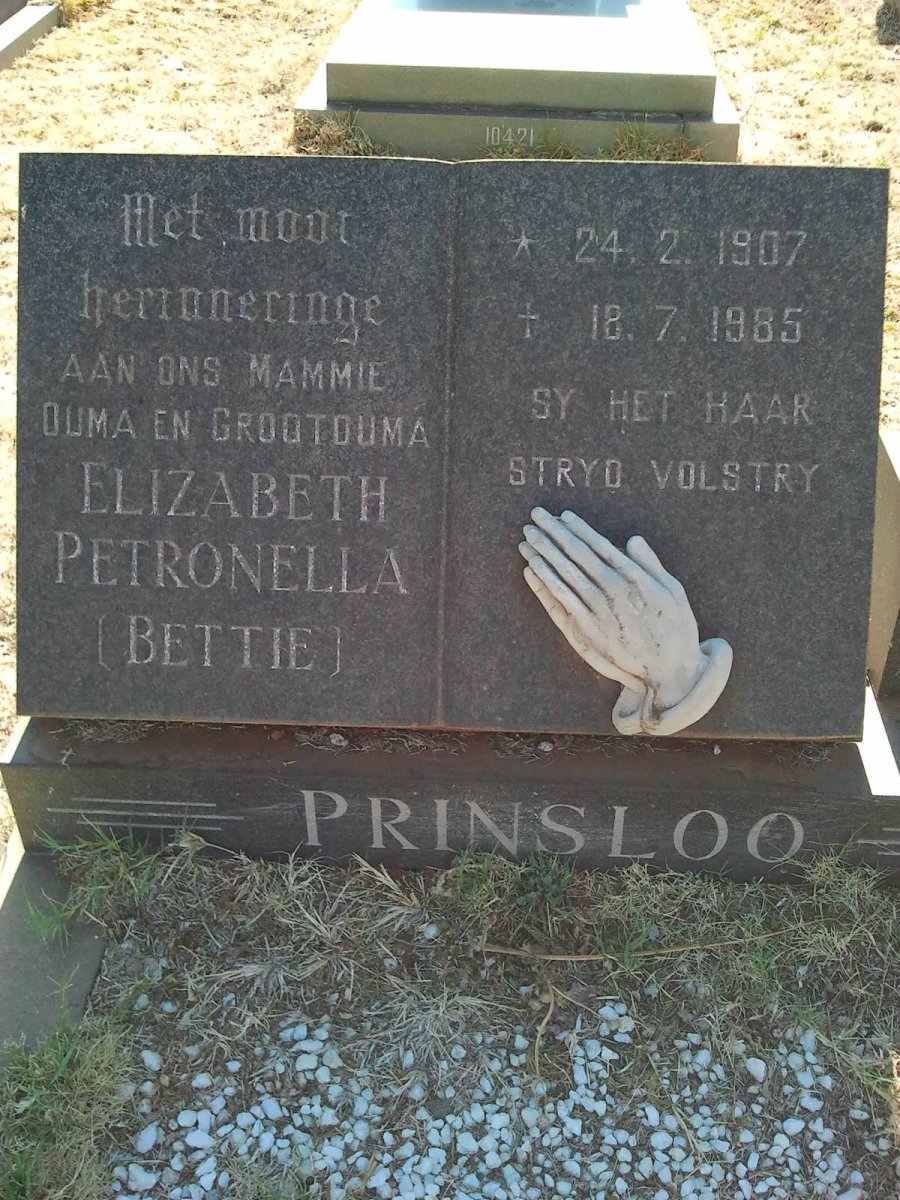 PRINSLOO Elizabeth Petronella 1907-1985