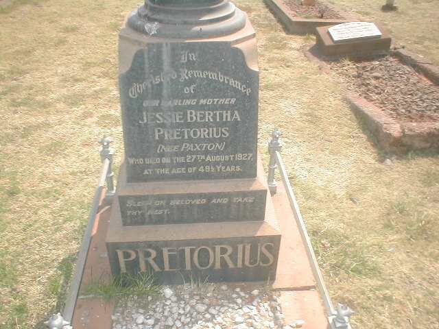 PRETORIUS Jessie Bertha nee PAXTON -1927