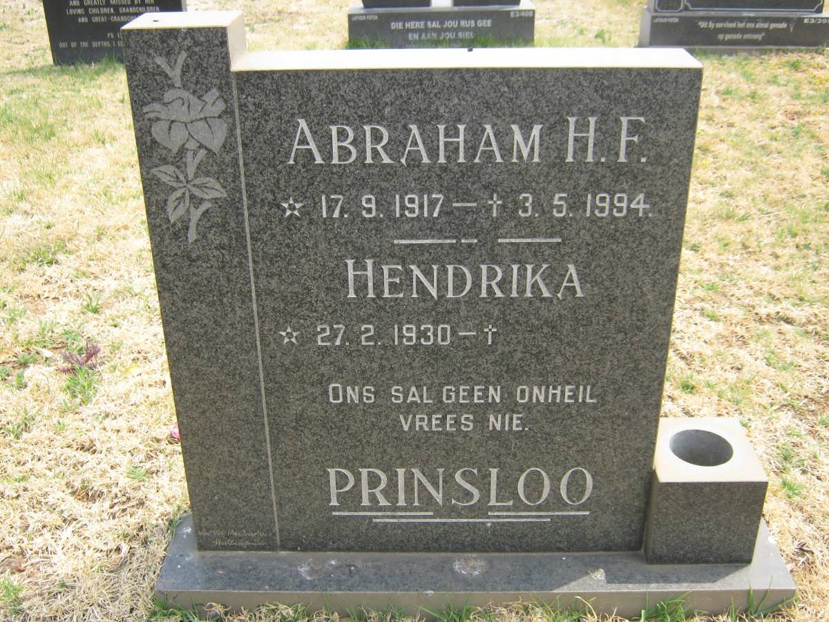 PRINSLOO Abraham H.F. 1917-1994 &amp; Hendrika 1930-