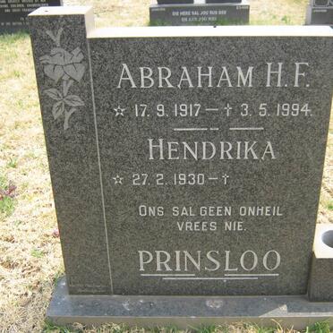 PRINSLOO Abraham H.F. 1917-1994 &amp; Hendrika 1930-