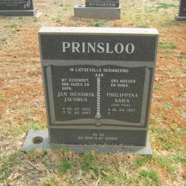 PRINSLOO Jan Hendrik Jacobus 1923-1997 &amp; Philippina Sara FICK 1927-