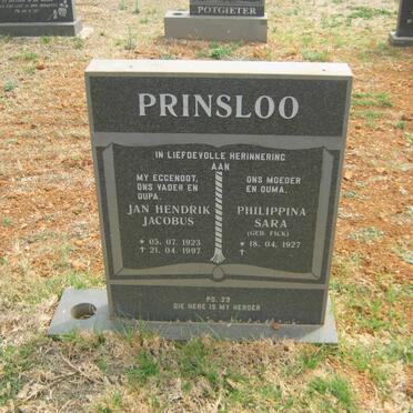 PRINSLOO Jan Hendrik Jacobus 1923-1997 &amp; Philippina Sara FICK 1927-