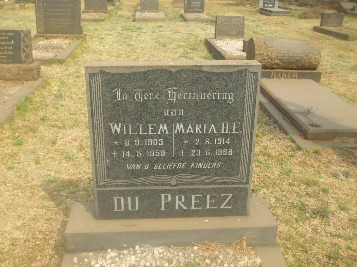 PREEZ Willem, du 1903-1959 &amp; Maria H.E. 1914-1958