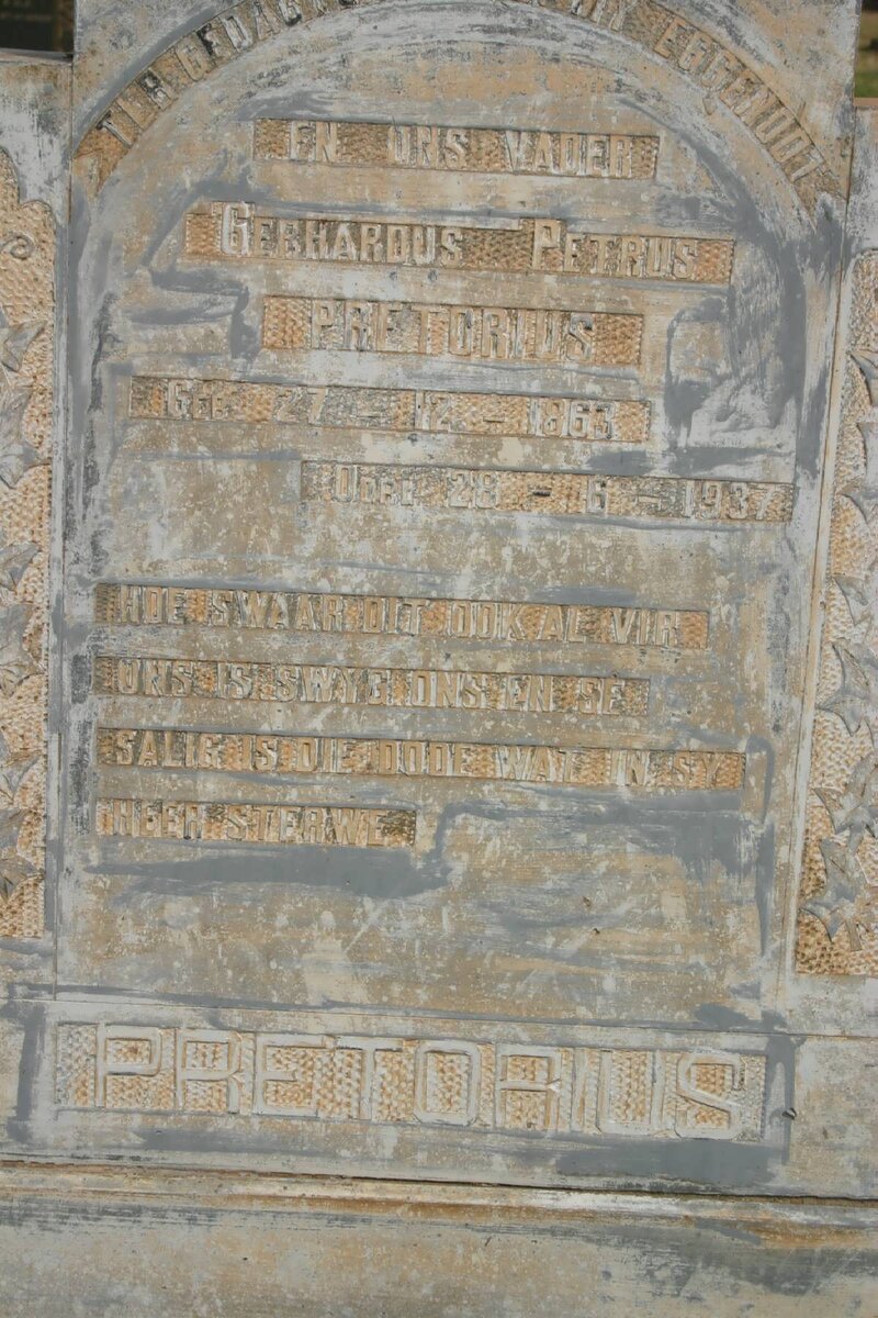 PRETORIUS Gerhardus Petrus 1863-1937