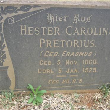 PRETORIUS Hester Carolina nee ERASMUS 1860-1929