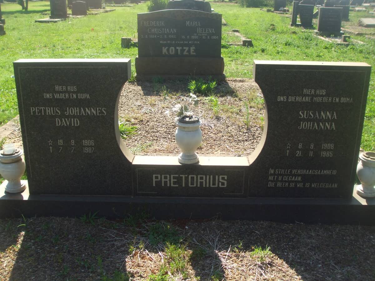 PRETORIUS Petrus Johannes David 1906-1987 &amp; Susanna Johanna 1908-1985
