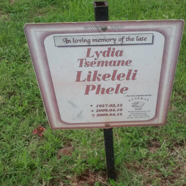PHELE Lydia Tsemane Likeledi 1957-2009