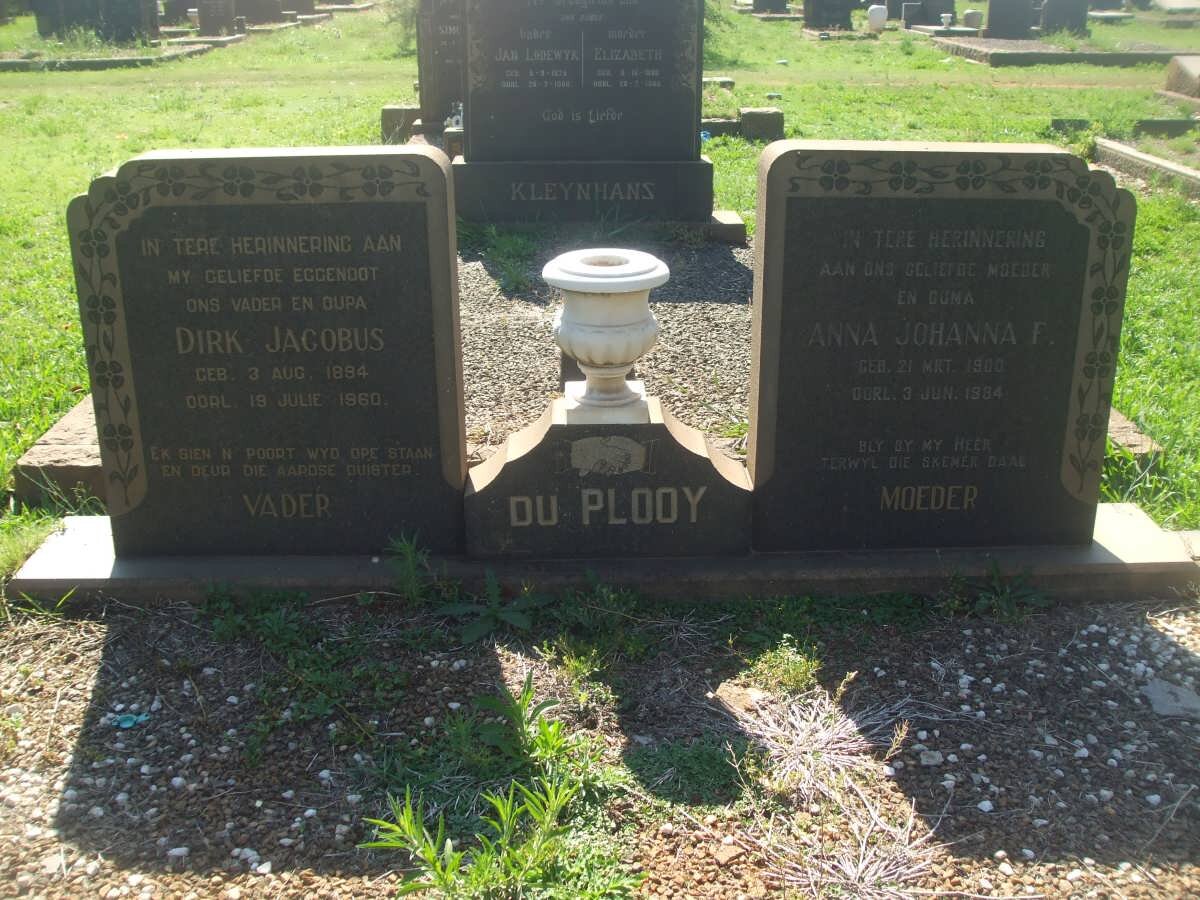 PLOOY Dirk Jacobus., du 1894-1960 &amp; Anna Johanna F. 1900-1984