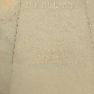 PLESSIS Pieter G., du 1910-1975 &amp; Emmerentia F.M. GERBER 1910-1985