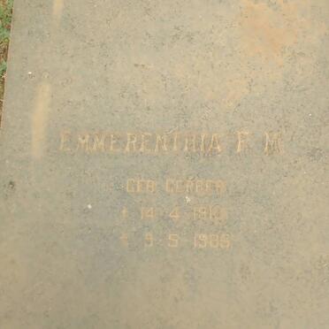 PLESSIS Emmerentia F.M., du nee GERBER 1910-1985