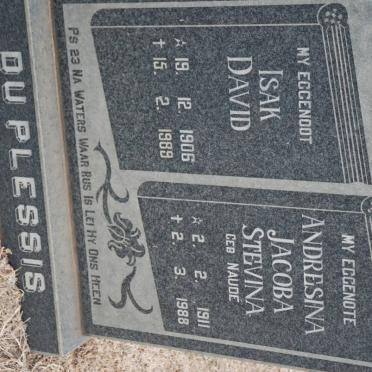 PLESSIS Isak David, du 1906-1989 &amp; Andresa Jacoba Stevina NAUDÉ 1911-1988