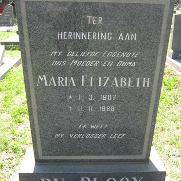 PLOOY Maria Elizabeth, du 1907-1988
